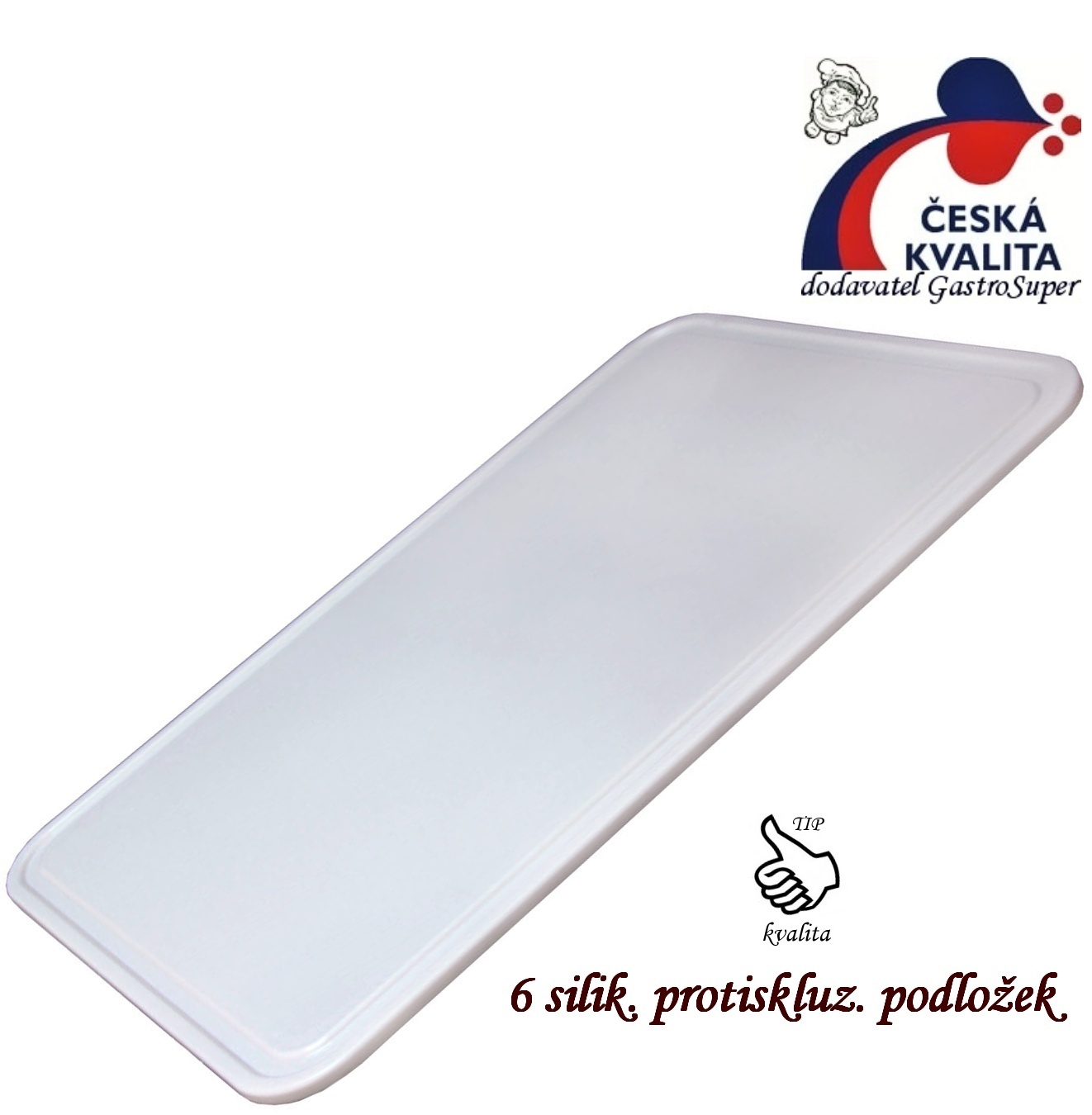 Deska plast 50x35 cm GASTRO protiskluzová PETRA bílá