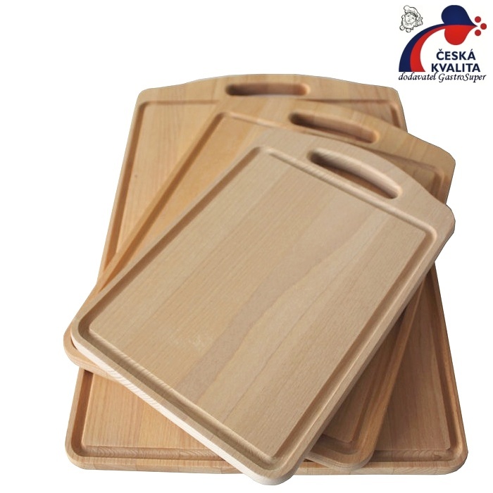 Deska prac. kuch. s dráž. tvrdé dř,olej 45x30v1,9 cm úchop pro prsty