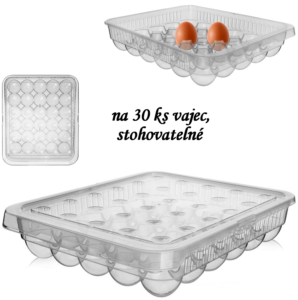 Box na 30 ks vajec s víkem, stohovatelné