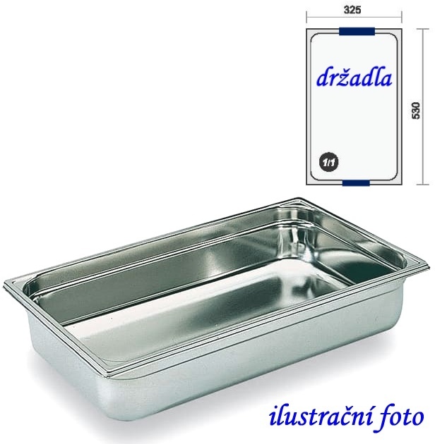 GN 1/1 -  65 INOX + držadla