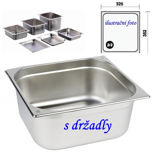 GN 2/3 - 100 INOX s držadly