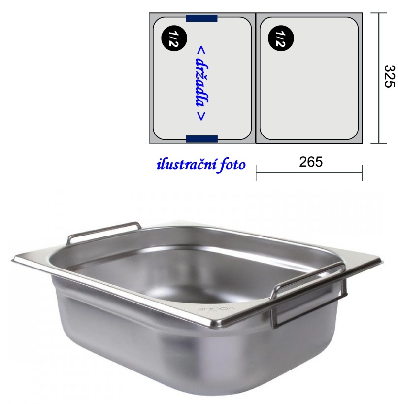 GN 1/2 -  40 INOX+ držadla