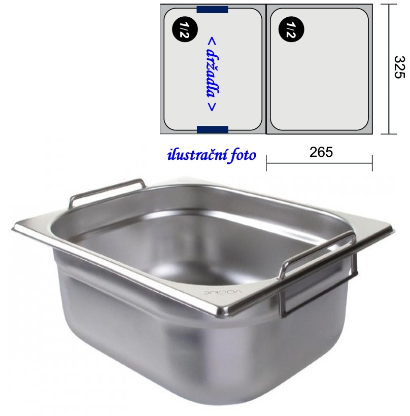 GN 1/2 - 100 INOX + držadla