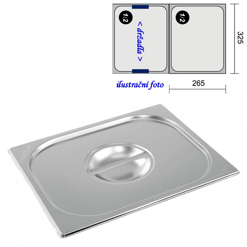 Víko GN 1/2 INOX obyčejné
