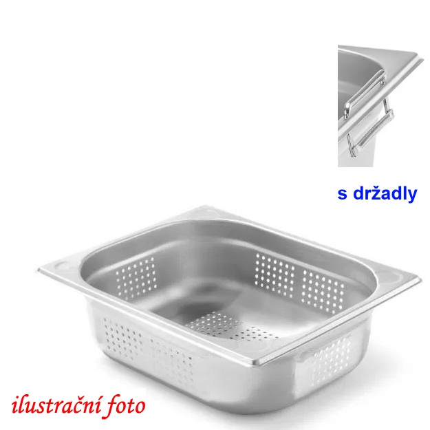 GN 1/2 - 150 INOX - perforované s držadly