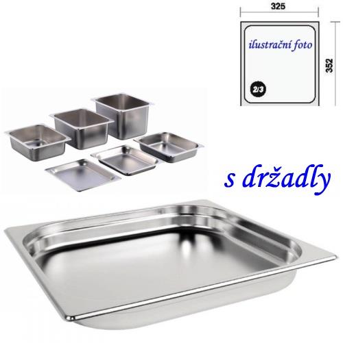 GN 2/3 -  40 INOX s držadly