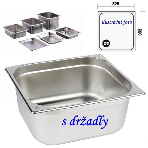 GN 2/3 - 100 INOX s držadly