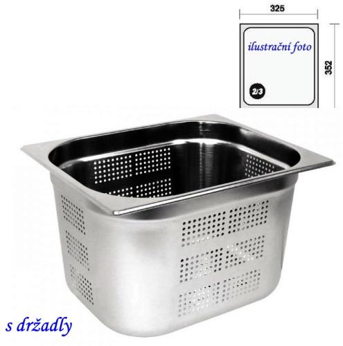 GN 2/3 - 100 INOX - perforovaná s držadly