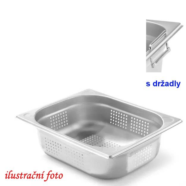 GN 1/2 - 150 INOX - perforované s držadly